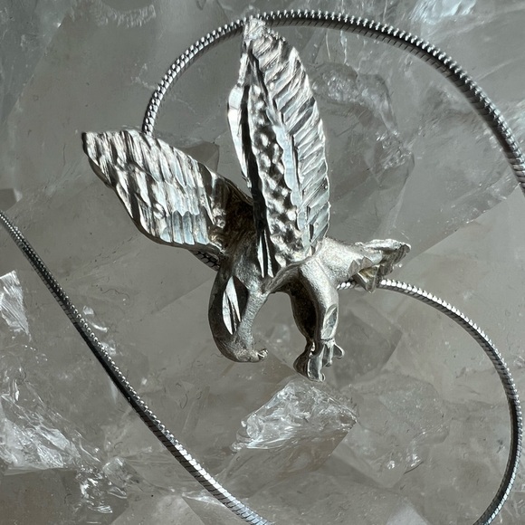 Italian 925 silver eagle and chain . - Picture 1 of 7